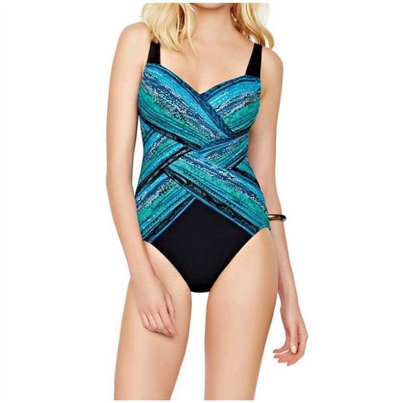 NEW GOTTEX high back one piece swimsuit in got snake charmer